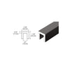A technical diagram and perspective view showing the dimensions and profile of the black bronze aluminum cap rail.