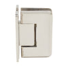 A side profile view of the polished stainless steel wall mount hinge showing the H-back plate design.