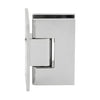 A side profile view of the polished chrome Vienna 037 series shower door hinge.