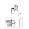 A technical line drawing showing the 7/16 inch dimensions and installation method for the window screen clip.