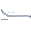 A close-up view of the curved blade and scraper section of the CRL Standard Banana Knife.