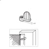 A technical line drawing showing the 1/16 inch wing clip size and its application on a window screen frame.