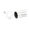 A technical diagram showing a 2-inch diameter round tube with a .050-inch wall thickness next to a polished stainless steel tube.