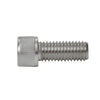 A side profile view of a stainless steel socket head cap screw showing the threaded shaft.