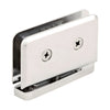 The back of the polished nickel Prima hinge showing the mounting screws and branding.