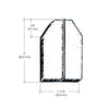 A technical line drawing showing the 2 inch height and 1-1/16 inch width dimensions of the dust pad.
