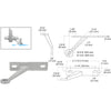 A technical diagram showing the dimensions and installation profile of a right-hand brushed stainless steel spider fitting.