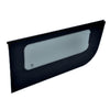 An angled view of the passenger side sliding door front vent glass for Sprinter vans.