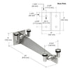A technical diagram showing the dimensions of the 24-inch glass awning bracket and its base plate.
