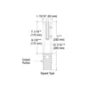 A technical line drawing showing the dimensions of the square core mount spigot.