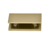 Top-down view of the brushed bronze fixed panel glass clamp showing the internal adjustment screws.