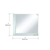 A square clear mirror tile shown with dimension lines indicating a 2 inch width and height.
