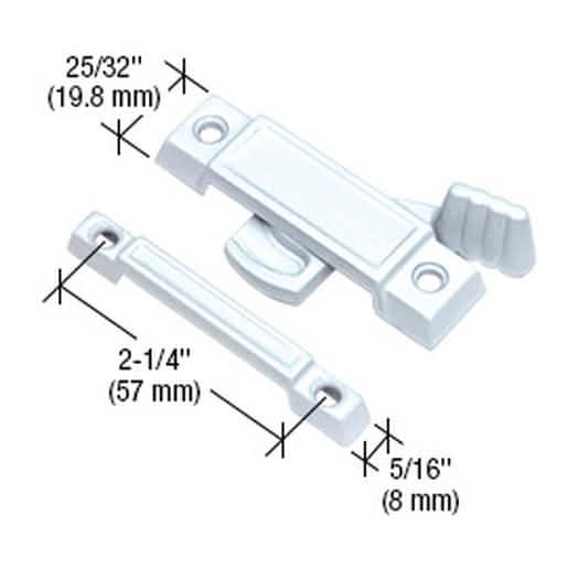 CRL White Window Sash Lock with 2-1/4" Screw Holes for Secure Window Fastening