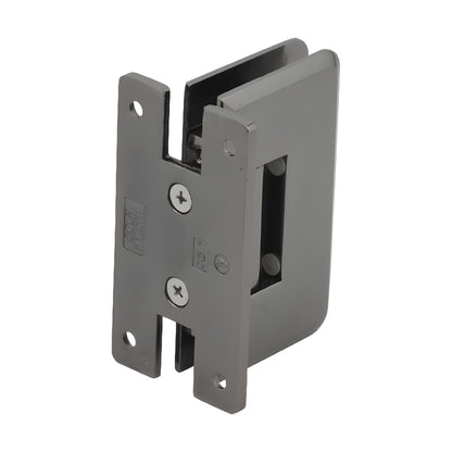 Gun metal solid-brass Cologne shower hinge SKU C0L037GM - beveled, wall-mount H plate for 3/8-1/2" glass