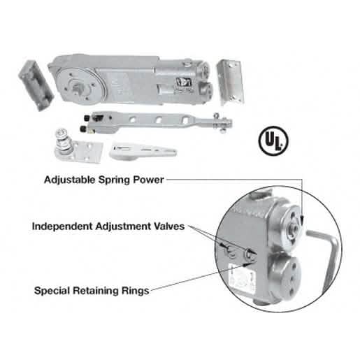 CRL 105º Hold Open Adjustable Spring Power Overhead Concealed Door Closer 'A' Package