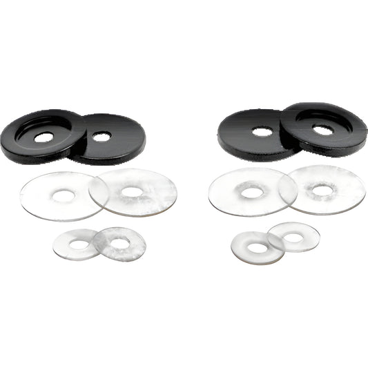 Gun metal brass end caps with clear plastic washers kit for 3/4" (19 mm) solid pull handles, SKU 30WKGM