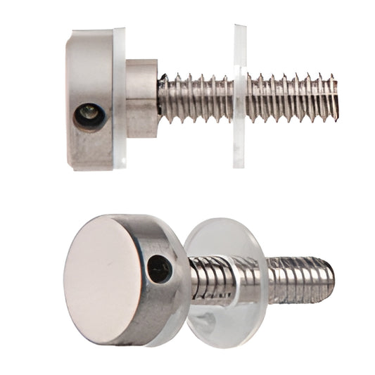 CAP12BS 1/2" 316 stainless brushed standoff cap assembly with screw and washers for 5/16" glass hole