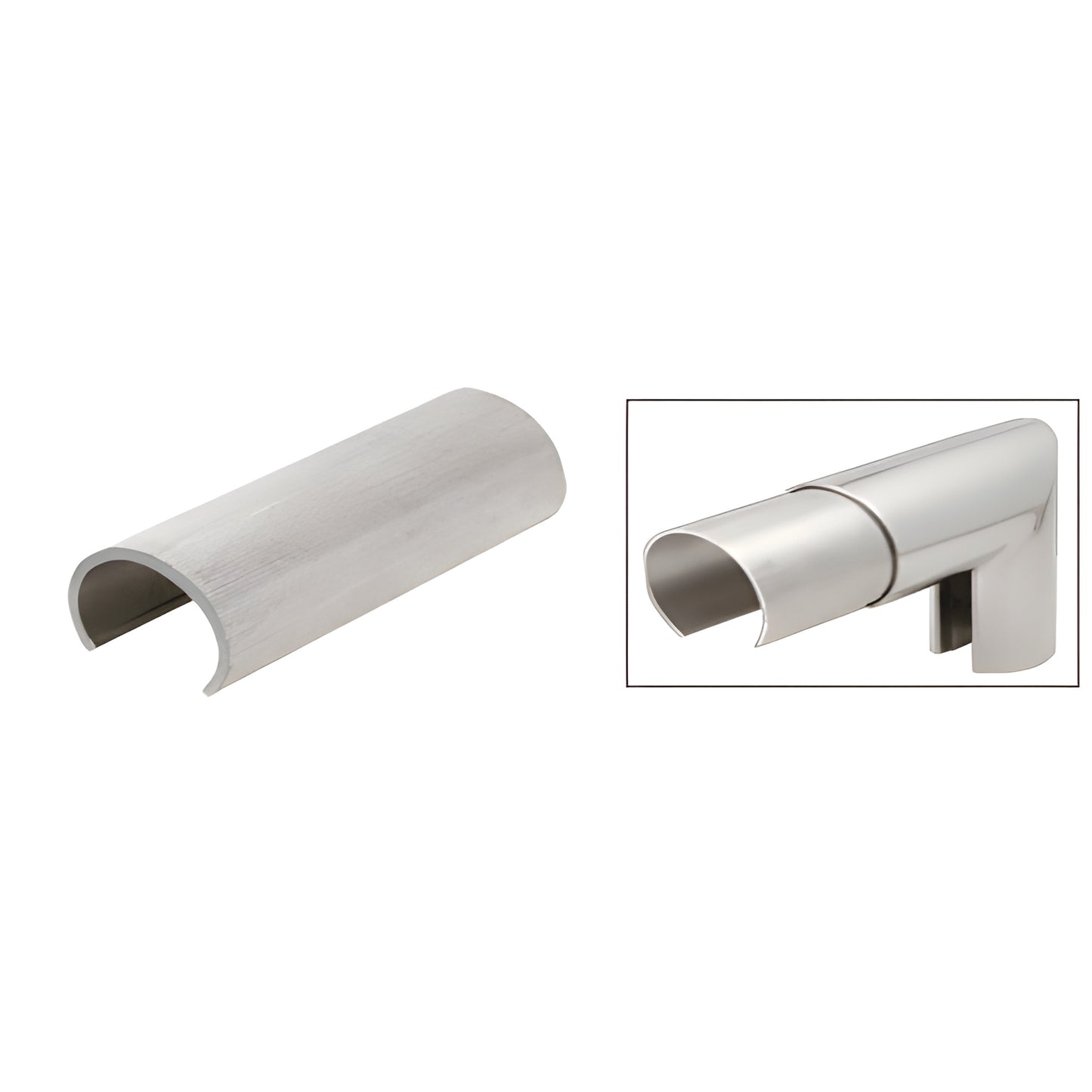 Mill-finish 6063-T6 aluminum 5" formed connector sleeve for cap railing splices (GR0V4CSM)