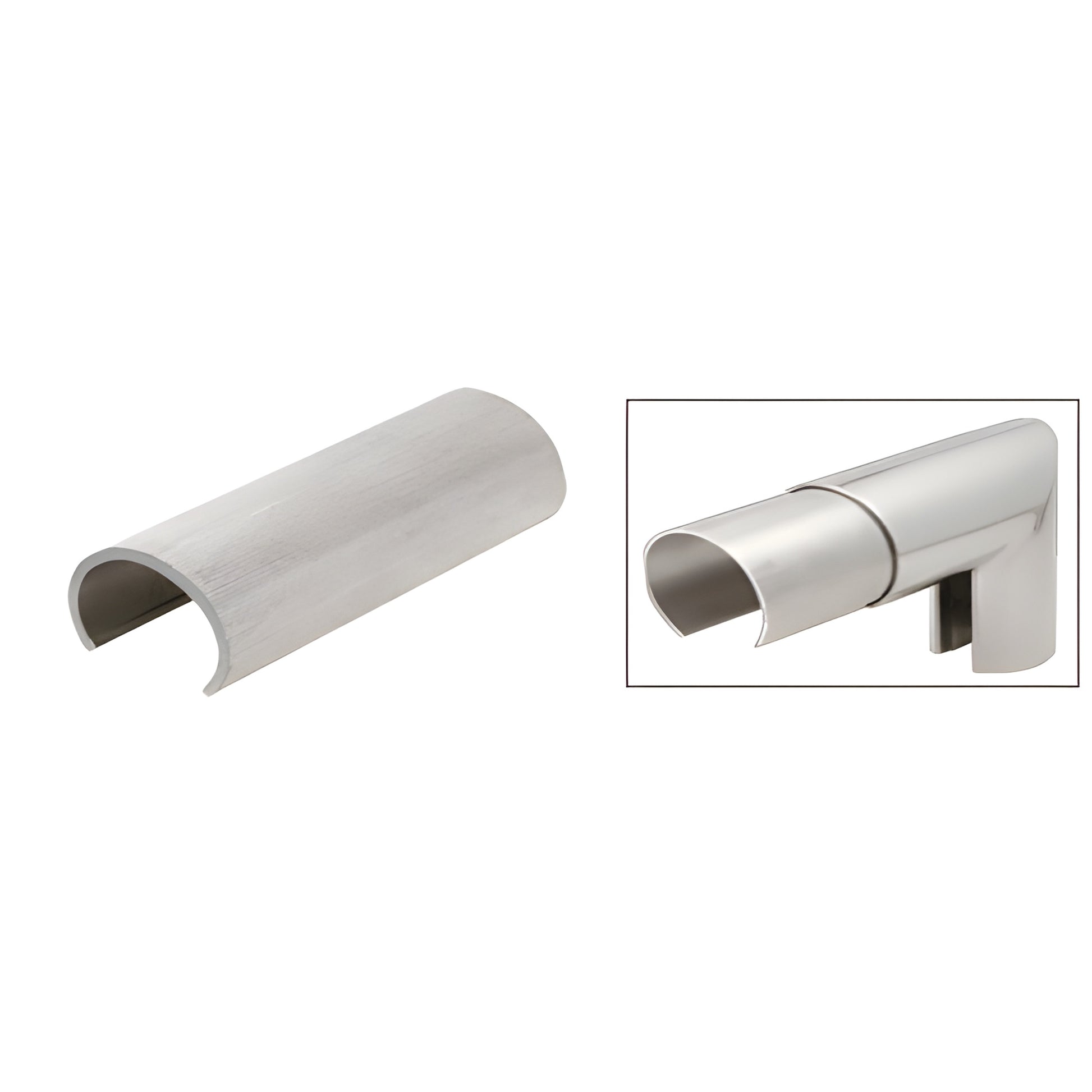 Mill-finish 6063-T6 aluminum 5" formed connector sleeve for cap railing splices (GR0V4CSM)