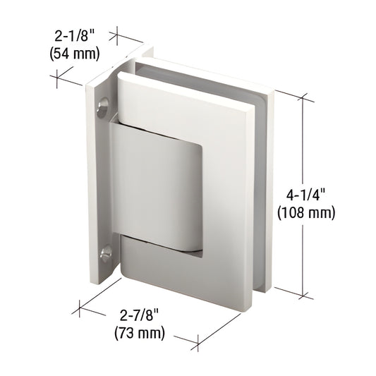 Satin nickel Oil Dynamic wall-mount hinge for frameless glass doors, 4-1/4" H, 2-7/8" W - SKU H8210BTSN