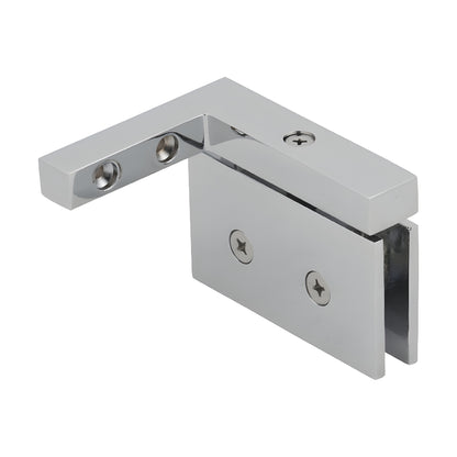 CAR05RCH polished chrome squared right-hand pivot hinge for frameless shower doors, brass, 8-10mm glass