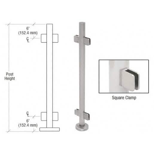 CRL 42" Brushed Stainless Steel Glass Clamp 180° Railing Kit - Sleek, Modern Design