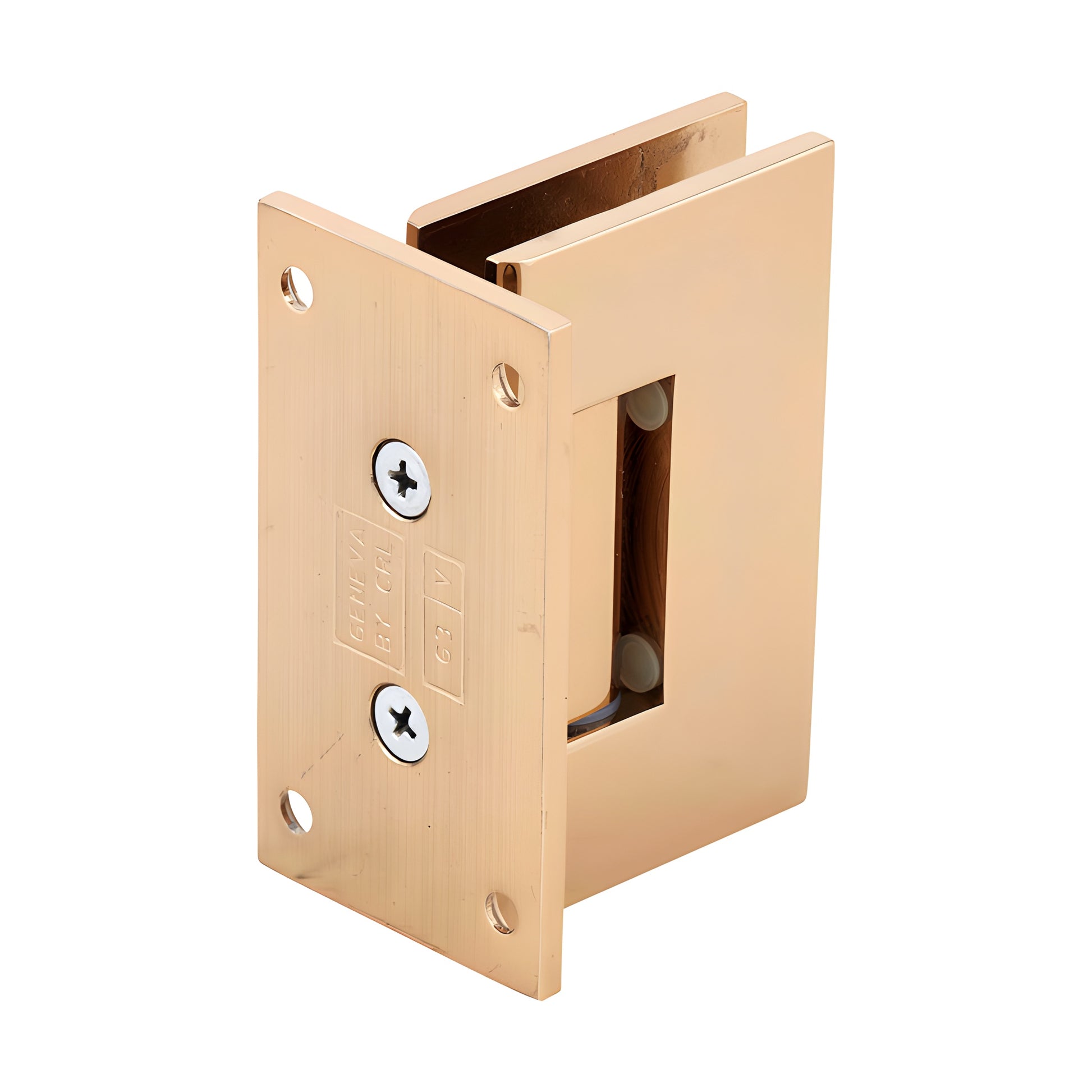 GEN037GP gold-plated brass Geneva self-centering wall-mount shower door hinge for 8-12mm glass, full back plate