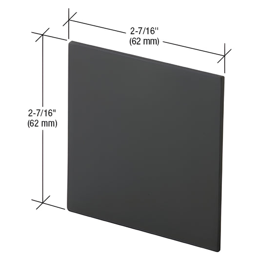 Matte black square end cap for glass sliding door top track, 2-7/16" (62 mm), SKU CRL4937MBL.