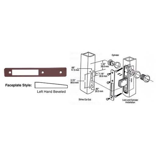 CRL Dark Bronze Left Hand Beveled Faceplate for DL2110 Long Throw Deadlocks, 1st Image