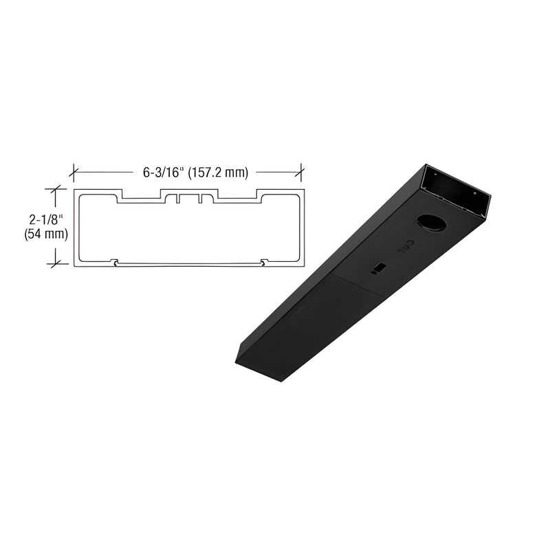 Matte black single door header SKU DCH6MBLS, 36" long concealed door closer housing with snap-in cover.