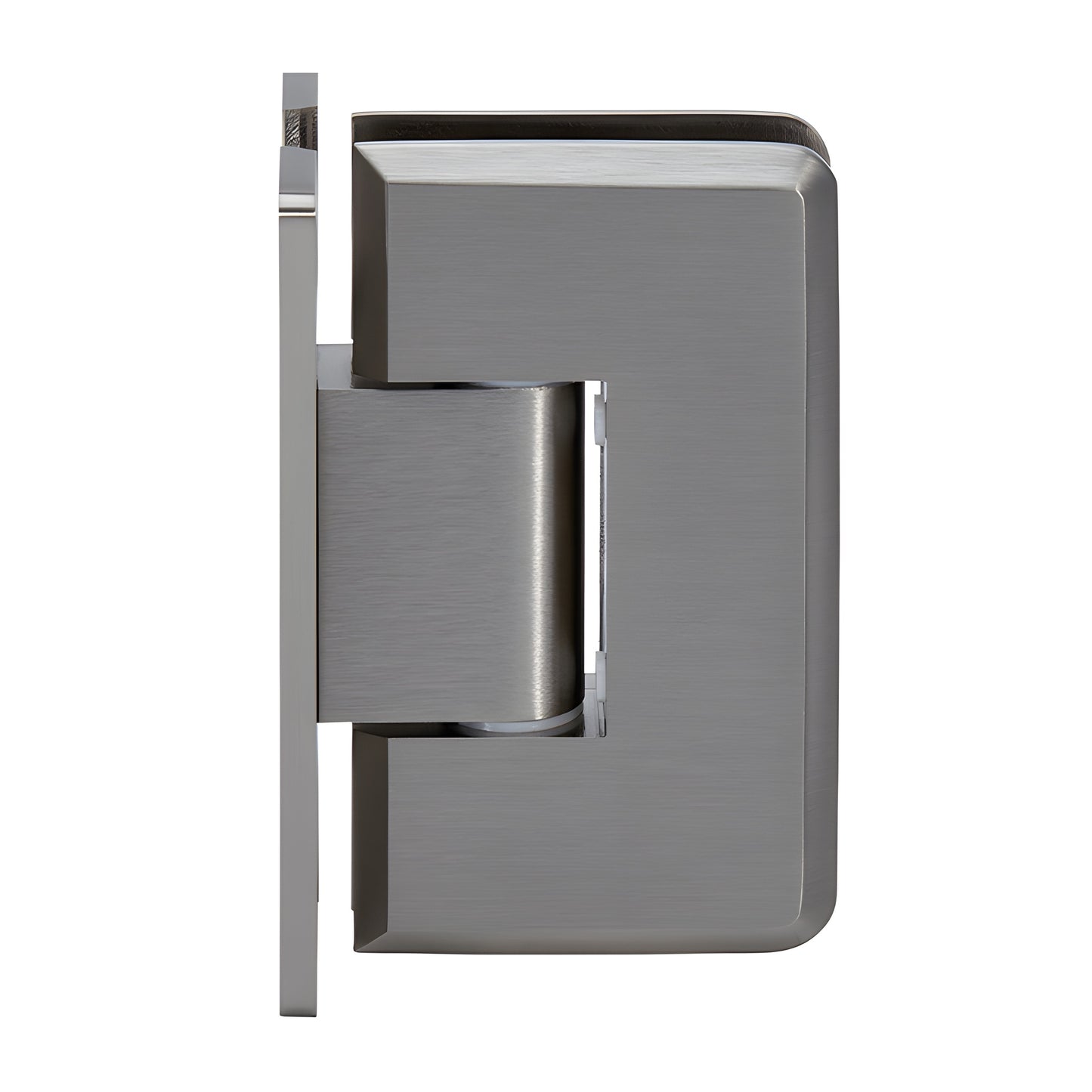 CRL Cologne glass shower hinge C0L037BN, brushed nickel brass hinge with beveled edges, self-centering pivot for 3/8-1/2" gla