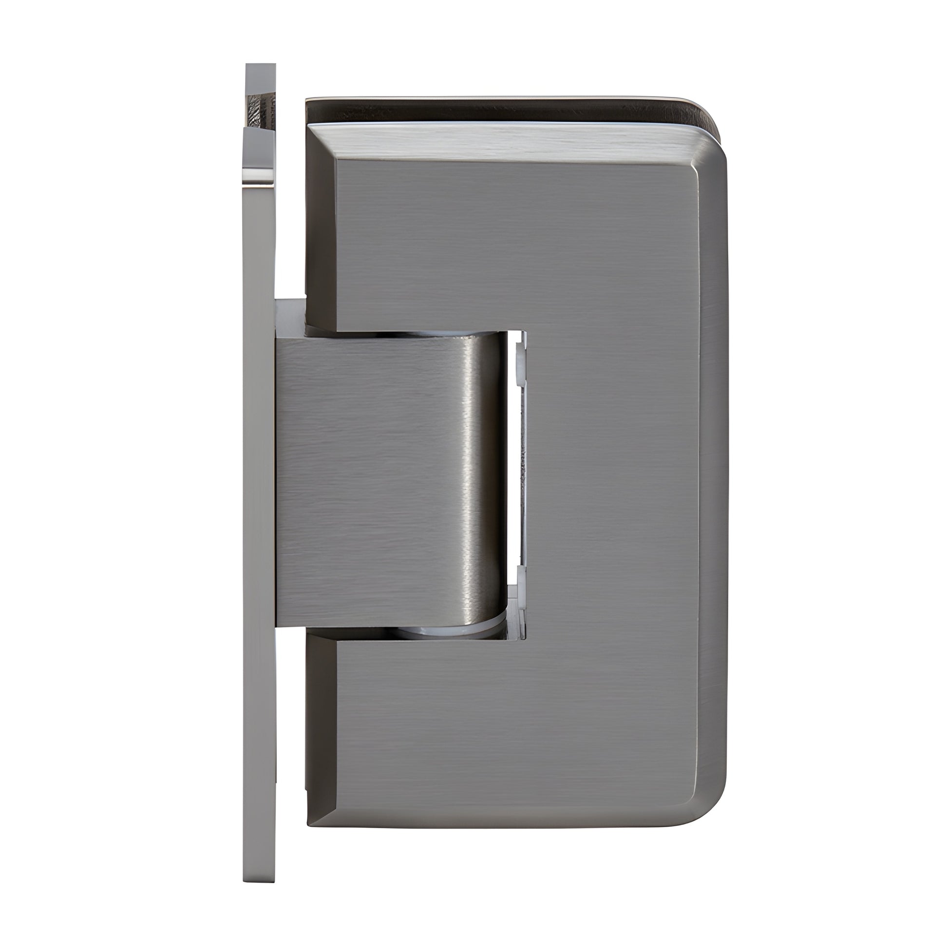 CRL Cologne glass shower hinge C0L037BN, brushed nickel brass hinge with beveled edges, self-centering pivot for 3/8-1/2" gla