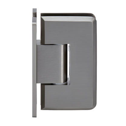 CRL Cologne glass shower hinge C0L037BN, brushed nickel brass hinge with beveled edges, self-centering pivot for 3/8-1/2" gla