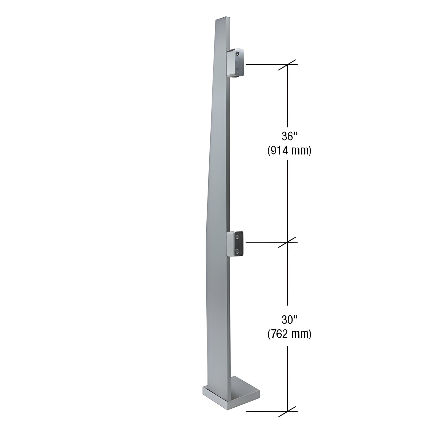 K72LEKBS brushed stainless steel 72 in freestanding 316 stainless glass partition post with flange and glass fittings
