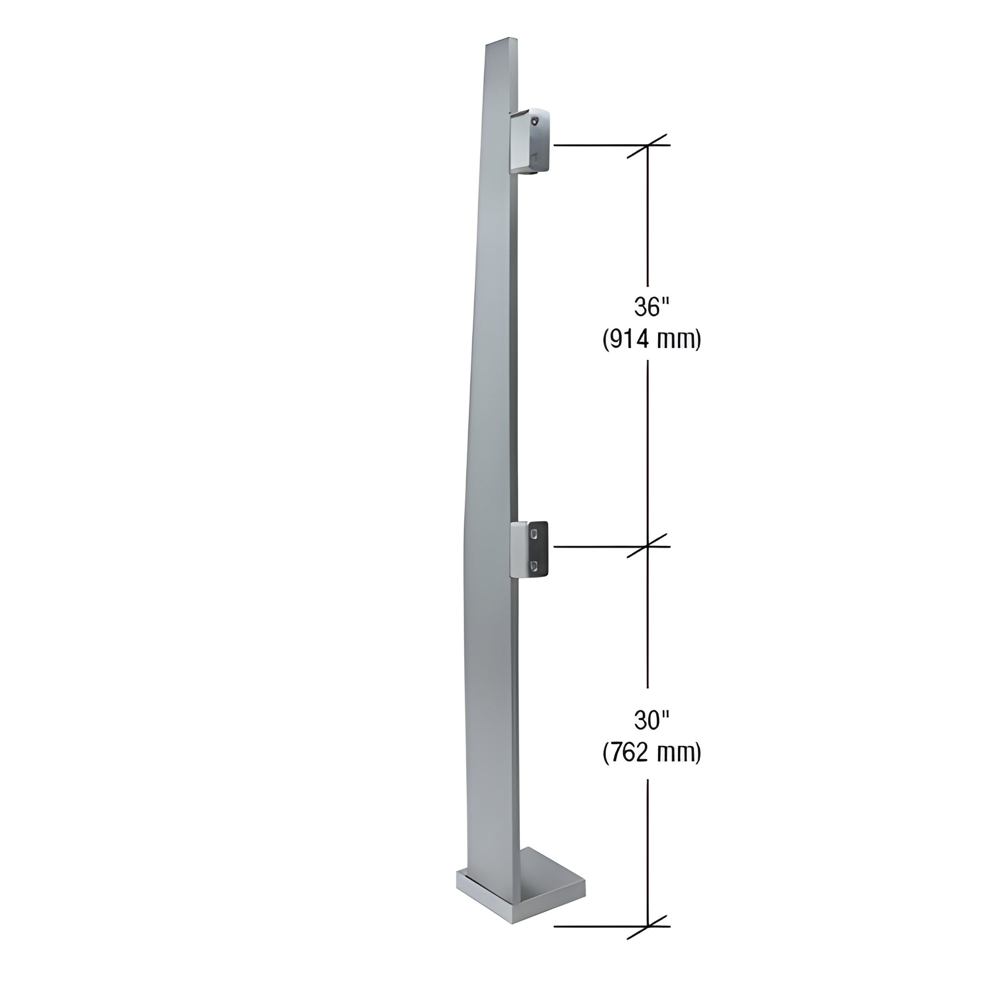 K72LEKBS brushed stainless steel 72 in freestanding 316 stainless glass partition post with flange and glass fittings