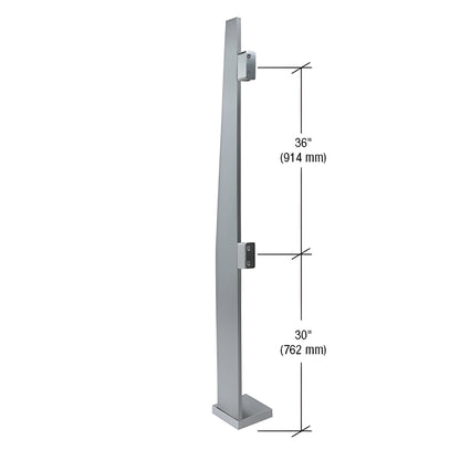 K72LEKBS brushed stainless steel 72 in freestanding 316 stainless glass partition post with flange and glass fittings