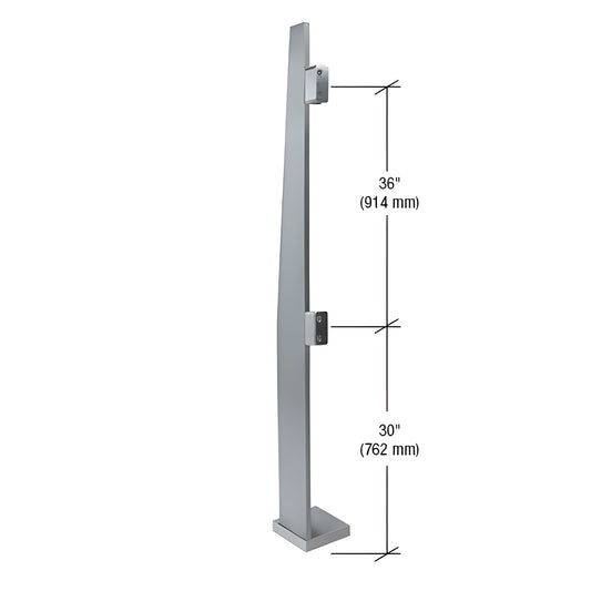 K72LEKBS brushed stainless steel 72 in freestanding 316 stainless glass partition post with flange and glass fittings