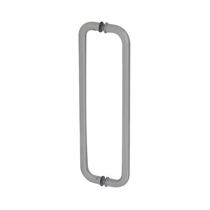 Brushed stainless steel glass-mounted pull handle, 18 in center-to-center (CM18X18BS)