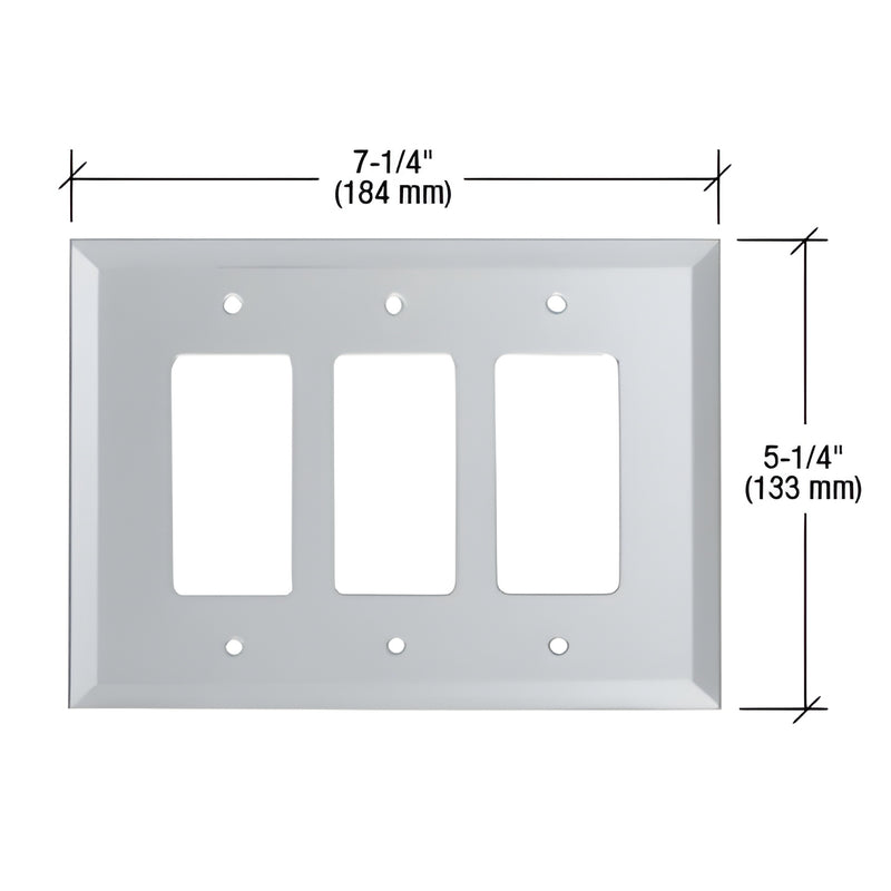 Clear beveled glass triple decorator switch/outlet cover plate, 7-1/4 x 5-1/4 in, SKU GMP16C