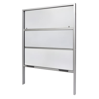 V2436NS vertical sliding service window, satin anodized aluminum frame, fixed upper panel and sliding lower sash, 24x36 in