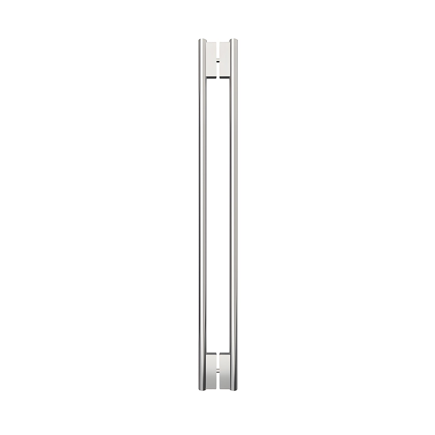 HPH48CPS polished stainless steel 48" tubular C-style shower handle, back-to-back glass mount for 3/8" panels, concealed hard