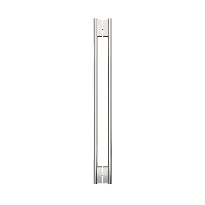 HPH48CPS polished stainless steel 48" tubular C-style shower handle, back-to-back glass mount for 3/8" panels, concealed hard