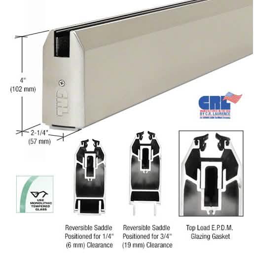 CRL Brushed Stainless 4" Tapered Sidelite Rail for 3/4" Glass - Durable & Stylish