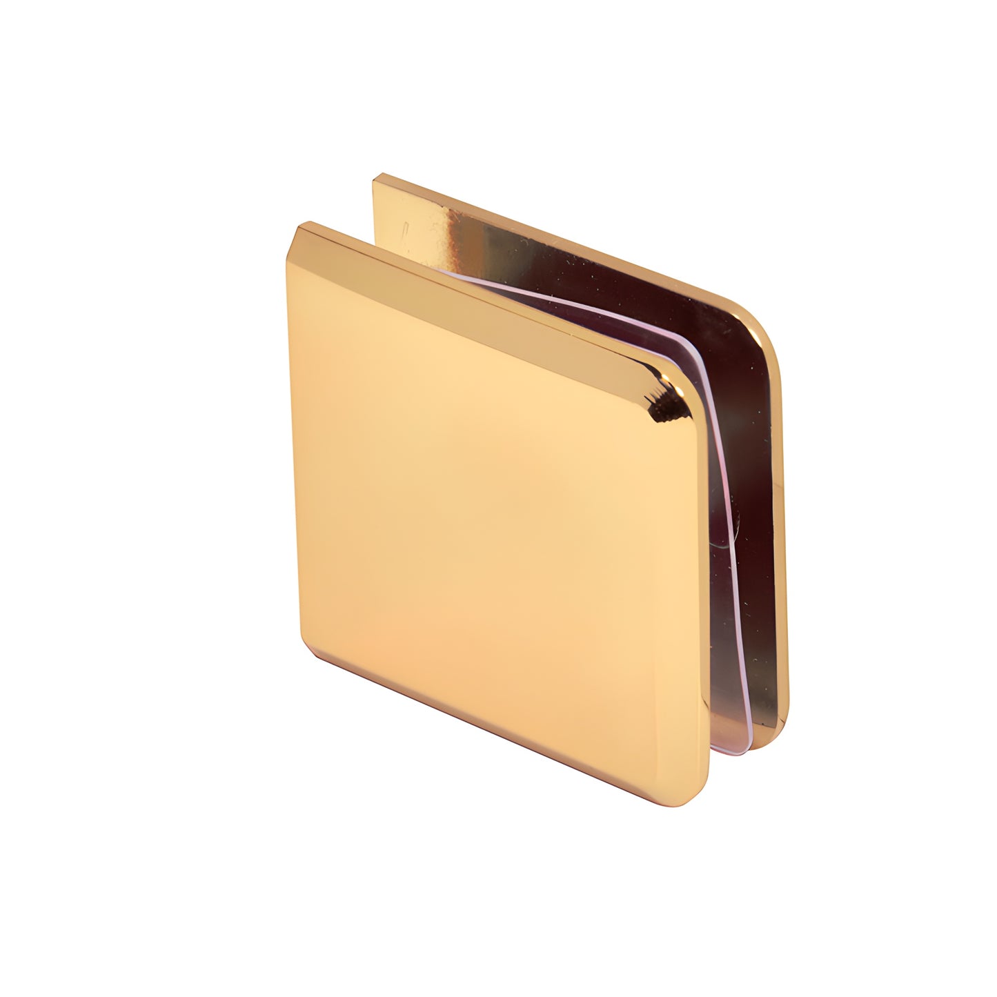 French gold brass beveled wall-mount glass clamp for 3/8 to 1/2 in frameless shower panels, SKU BCU4FG