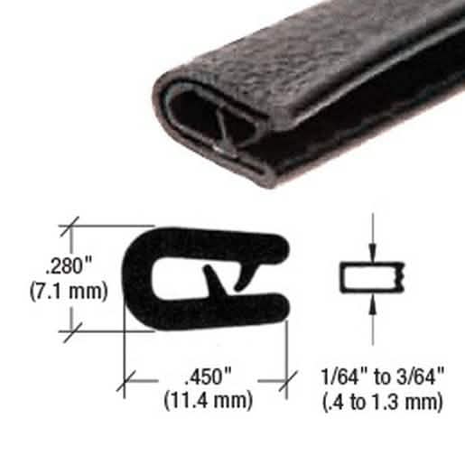 CRL Black 100' QuickEdge™ Mini Trim for 1/32" - Durable, sleek edge protection trim.