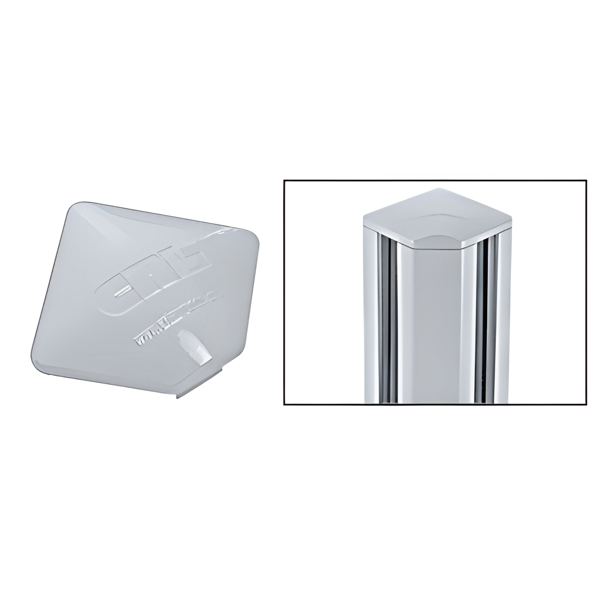 Rectangular aluminum post top cap, mill finish, slip-on design for railing posts - SKU PC9SM.