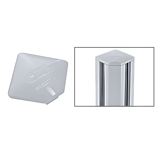 Rectangular aluminum post top cap, mill finish, slip-on design for railing posts - SKU PC9SM.
