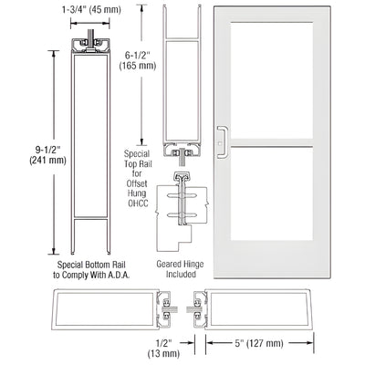 CRL-U.S. Aluminum 550 White KYNAR Panic Door, Concealed Closer