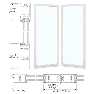 CRL-U.S. Aluminum 250T White KYNAR® Thermal Door Pair - Narrow Stile