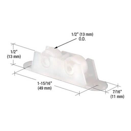 CRL 1/2" Flat Edge Tandem Nylon Window Roller with 7/16" Housing - Smooth Sliding Solution